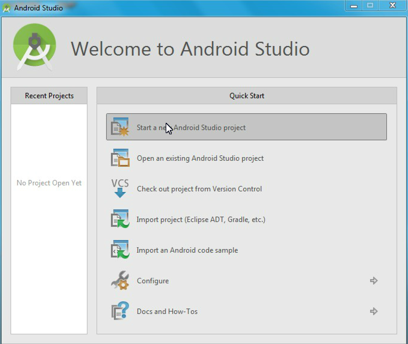 Start new Android project